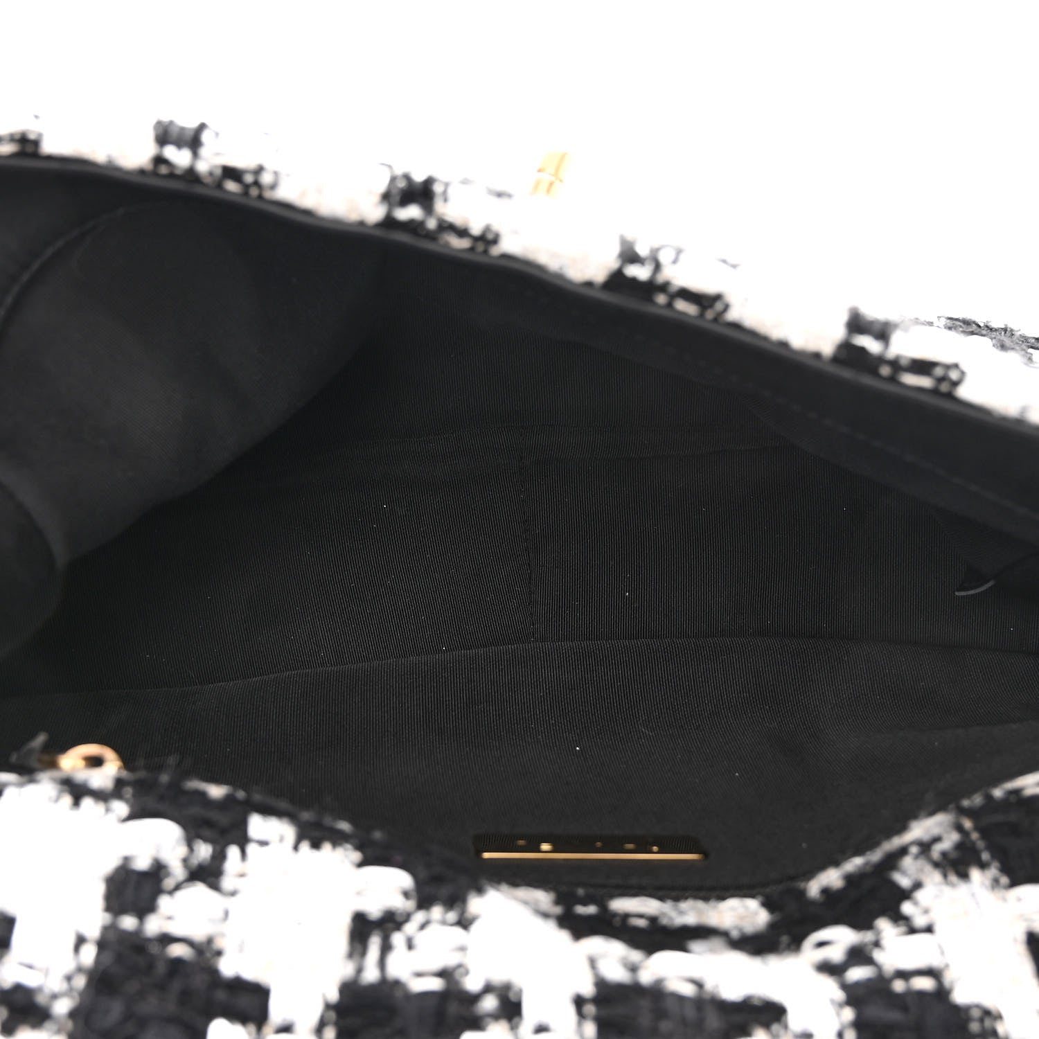 Chanel Tweed Quilted Large Chanel 19 Flap Black Ecru White 5 of 9