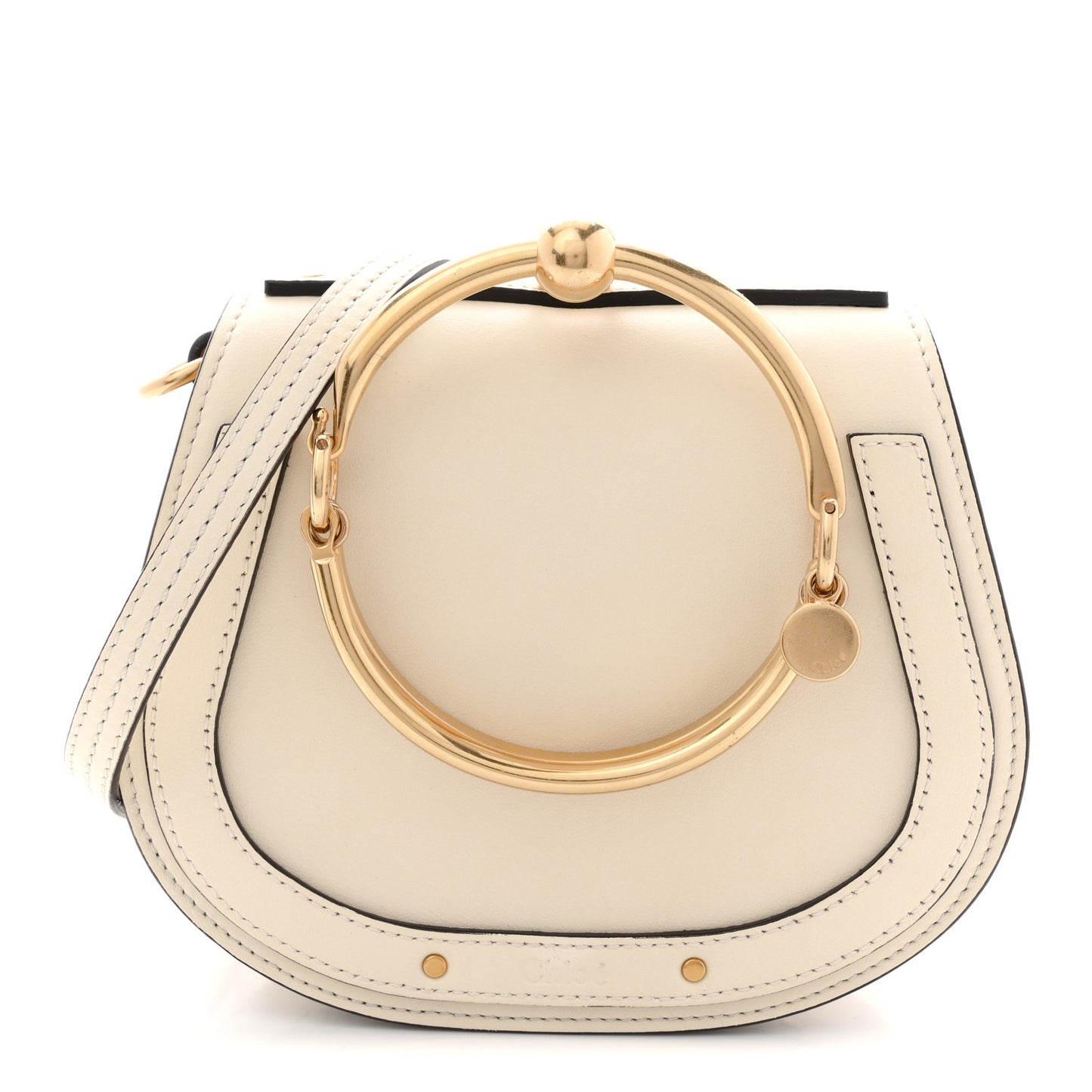 Calfskin Suede Small Nile Bracelet Bag Off White