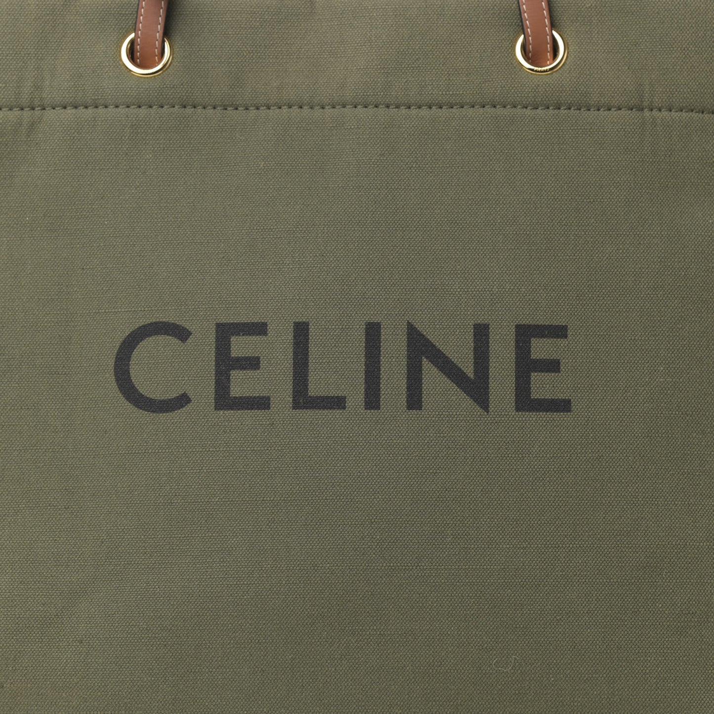 Canvas Calfskin Vertical Cabas Green