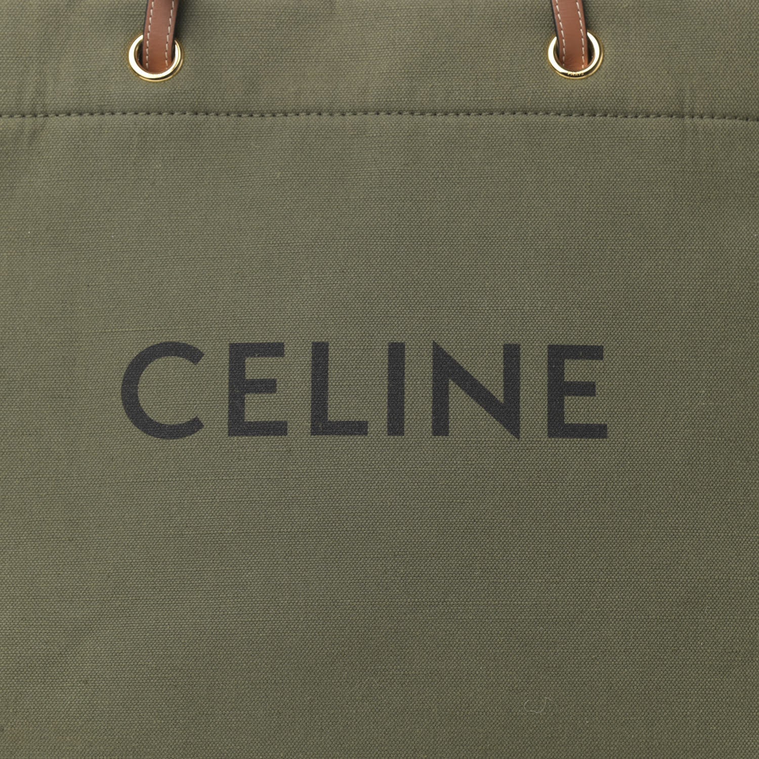 Celine Canvas Calfskin Vertical Cabas Green 8 of 13