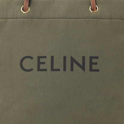 Celine Canvas Calfskin Vertical Cabas Green 8 of 13