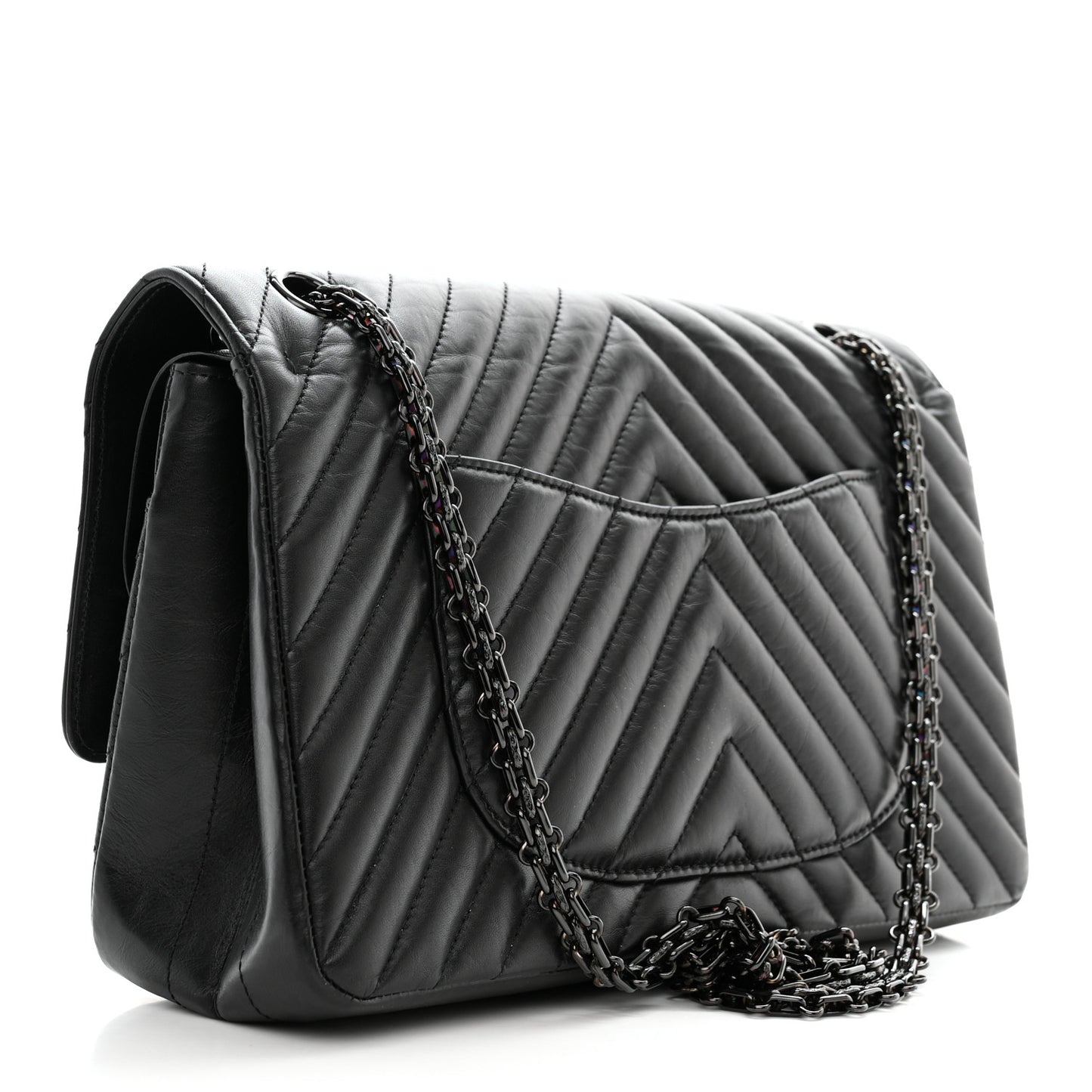 Aged Calfskin Chevron Quilted 2.55 Reissue 226 So Black