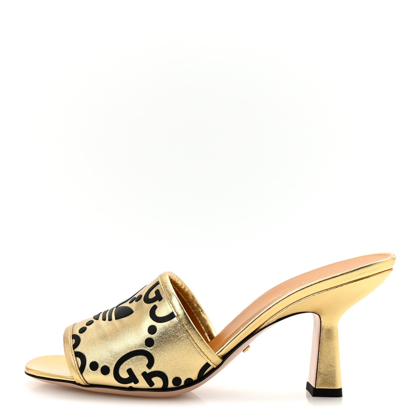 X ADIDAS Nappa Silk Charlotte Monogram Jumbo GG Trefoil 75mm Slide Sandals 37 King Gold Black