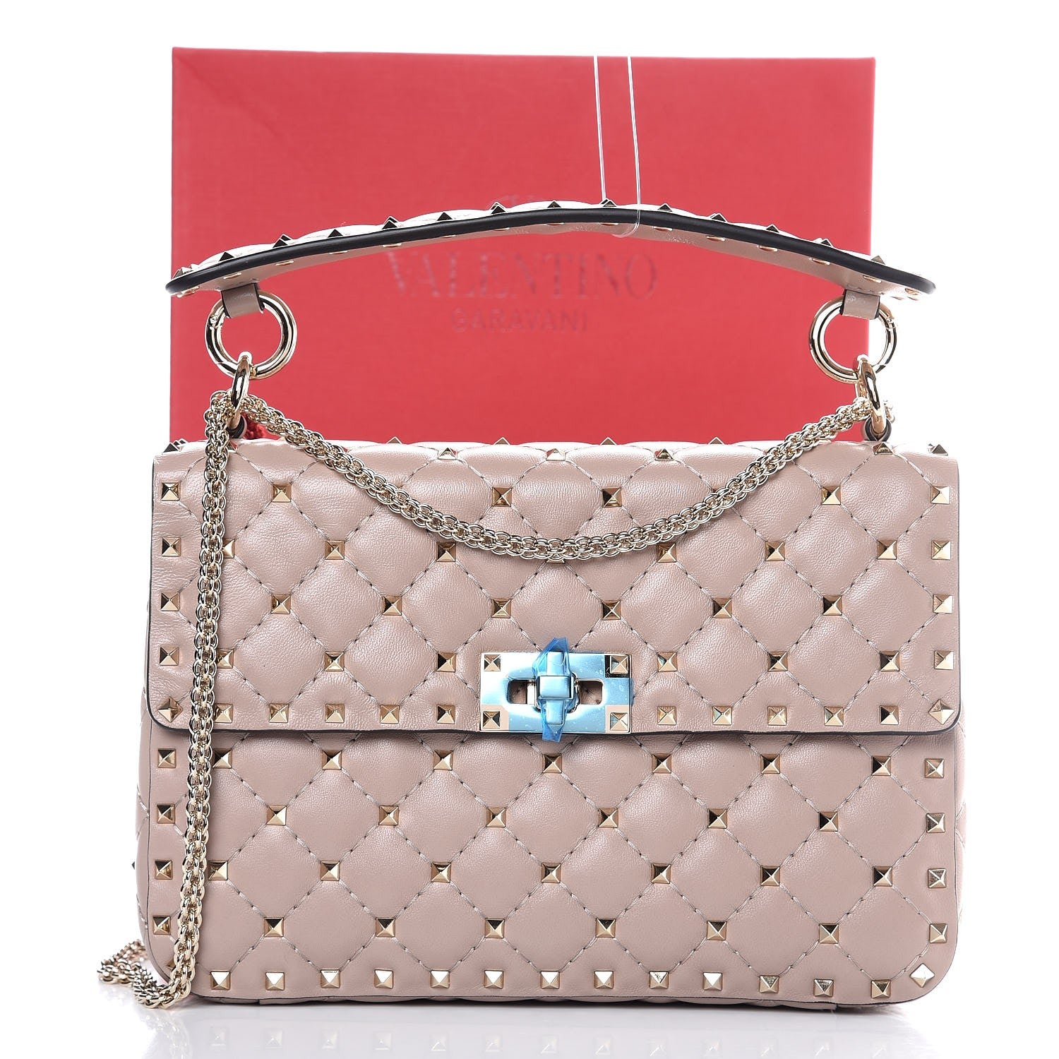 Valentino Garavani Lambskin Medium Rockstud Spike Shoulder Bag Poudre 7 of 7