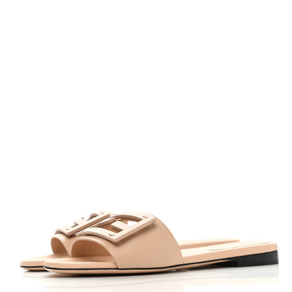 Fendi Vitello Cuoio Baguette Flat Slide Sandals 35 Poudre 3 of 8