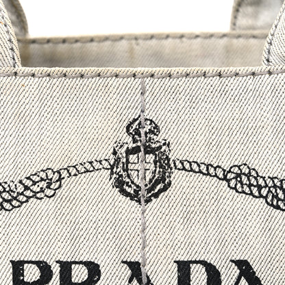 Prada Denim Small Logo Tote Bianco 8 of 12