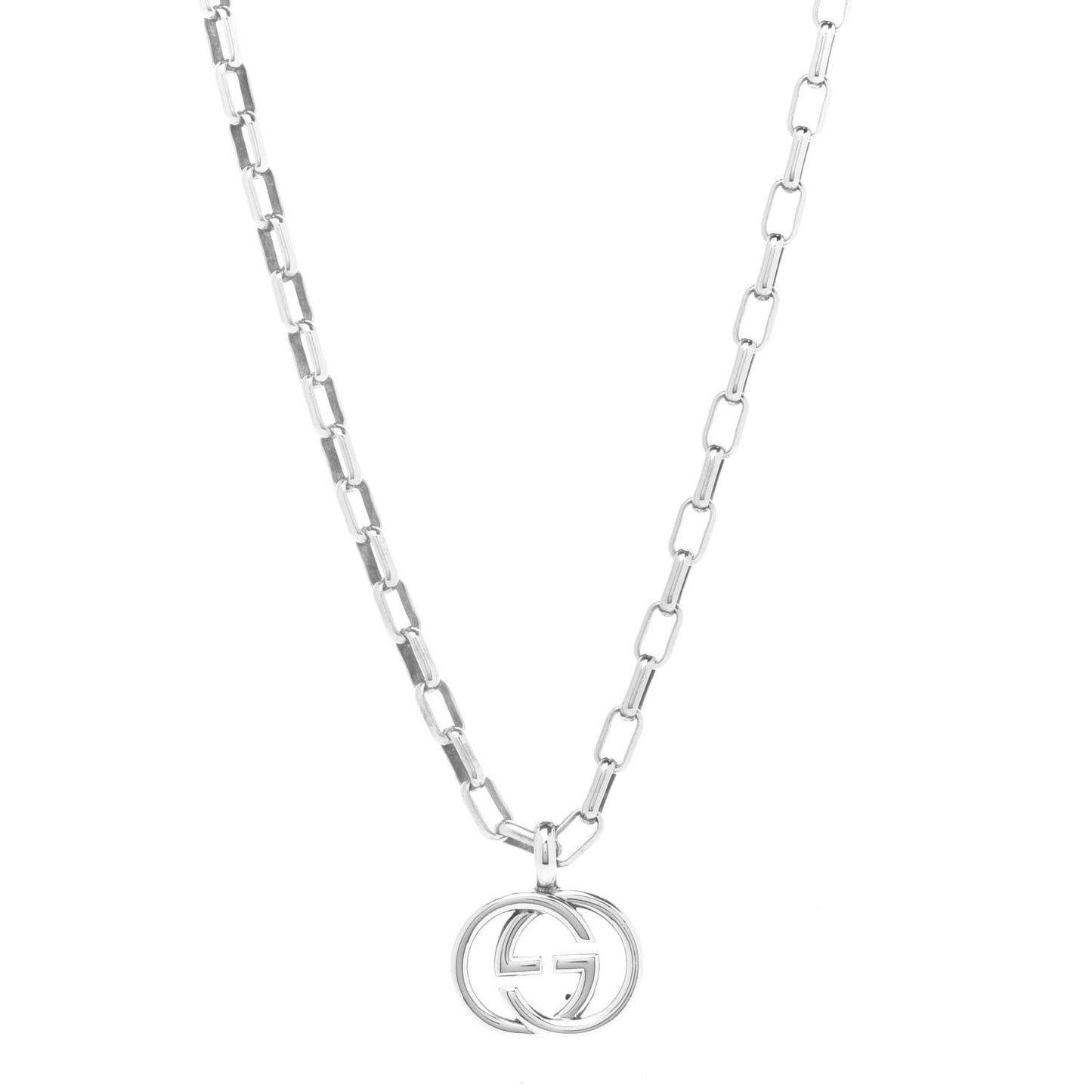 Sterling Silver Interlocking Circle GG Pendant Necklace