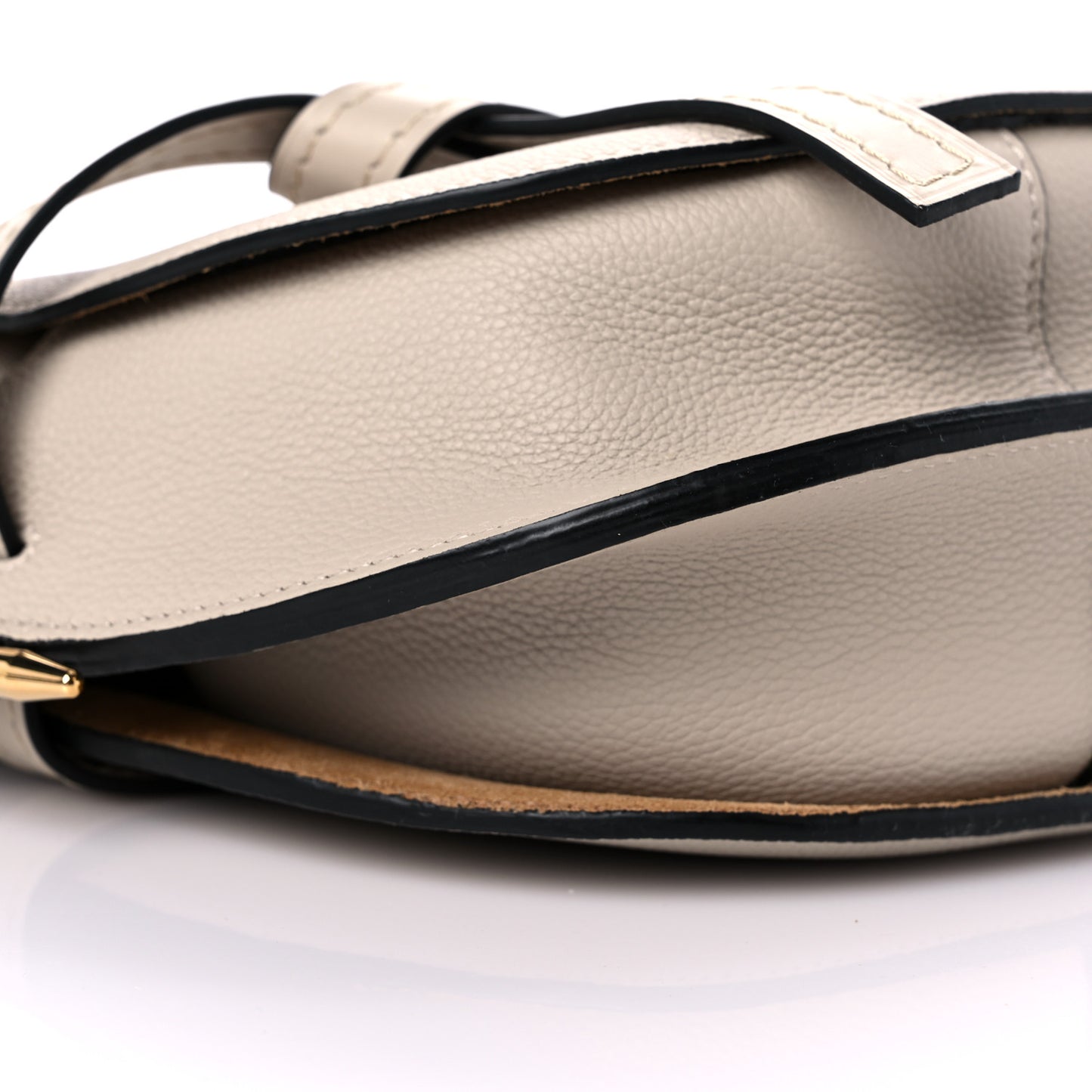 Grained Calfskin Small Gate Crossbody Bag Light Oat