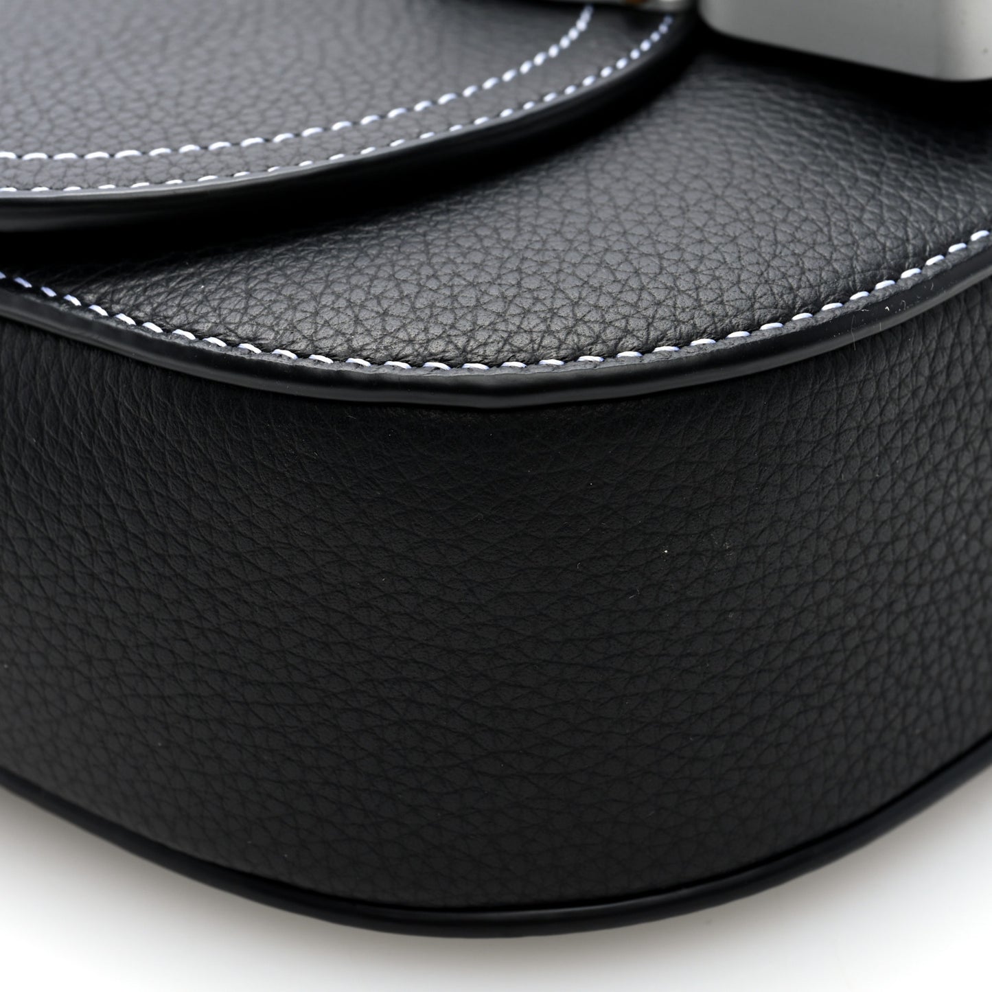 Grained Calfskin Saddle Pouch With Strap Black