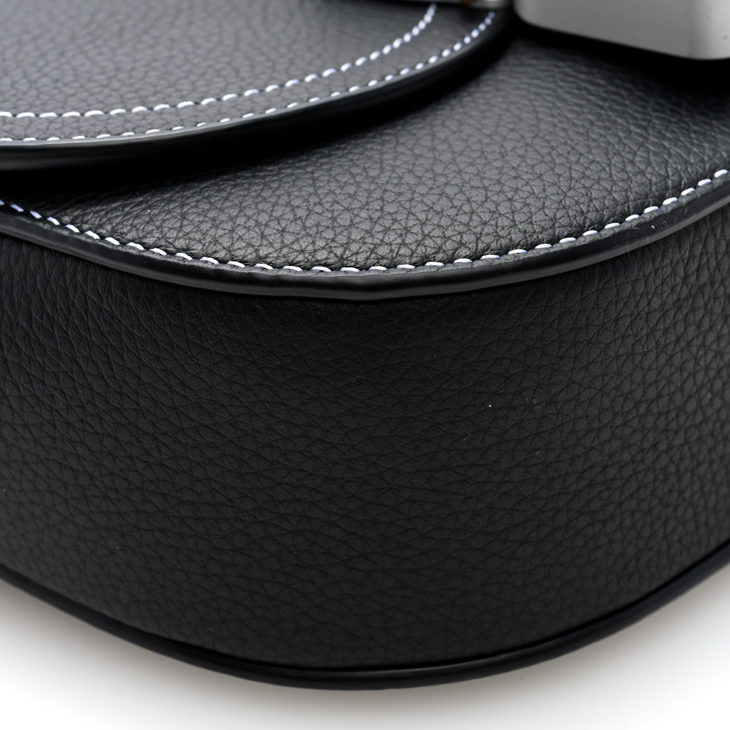 Christian Dior Grained Calfskin Saddle Pouch With Strap Black 9 of 10
