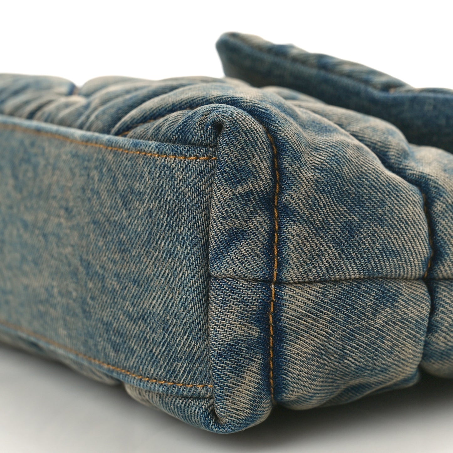 Denim Quilted Toy Loulou Puffer Monogram Chain Satchel Blue Black