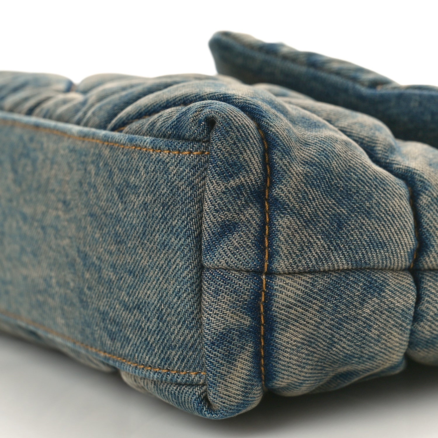 Saint Laurent Denim Quilted Toy Loulou Puffer Monogram Chain Satchel Blue Black 9 of 10