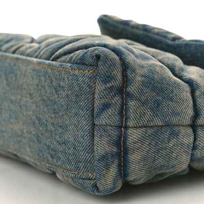 Saint Laurent Denim Quilted Toy Loulou Puffer Monogram Chain Satchel Blue Black 9 of 10