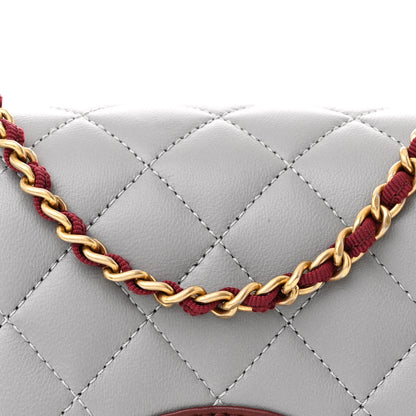 Chanel Lambskin Quilted Mini Two Tone Day Flap Grey Burgundy 8 of 11