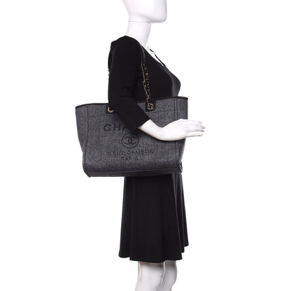 Chanel Woven Straw Raffia Small Deauville Tote Charcoal 2 of 10
