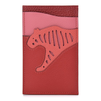 Hermes Epsom Togo Evercolor Rooroo 3CC Card Holder Rouge De Coeur Rose Texas Rose Azalee 1 of 9