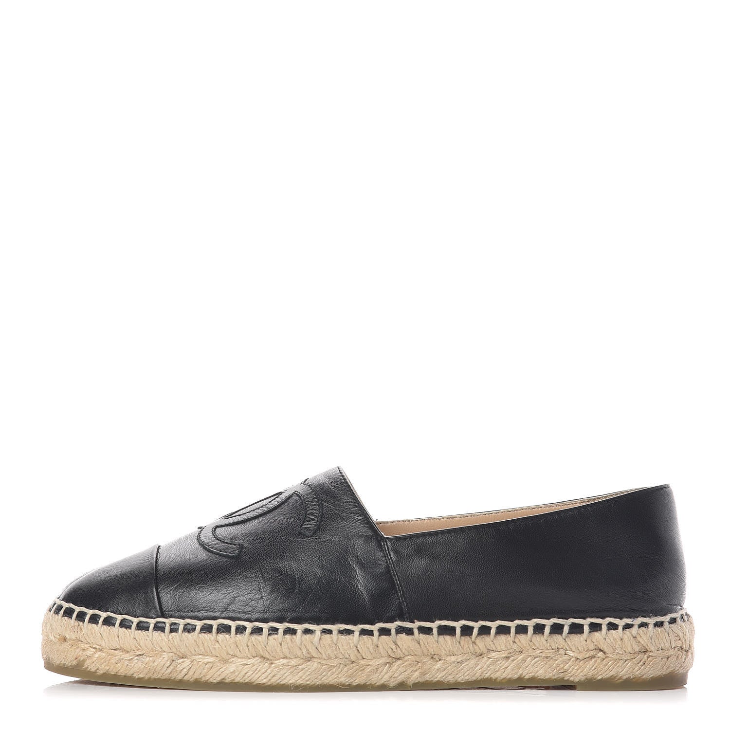 Chanel Lambskin CC Espadrilles 38 Black 1 of 9