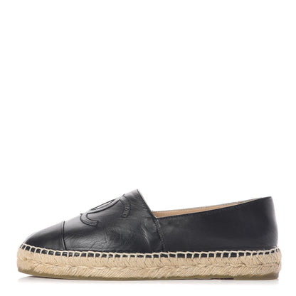 Chanel Lambskin CC Espadrilles 38 Black 1 of 9