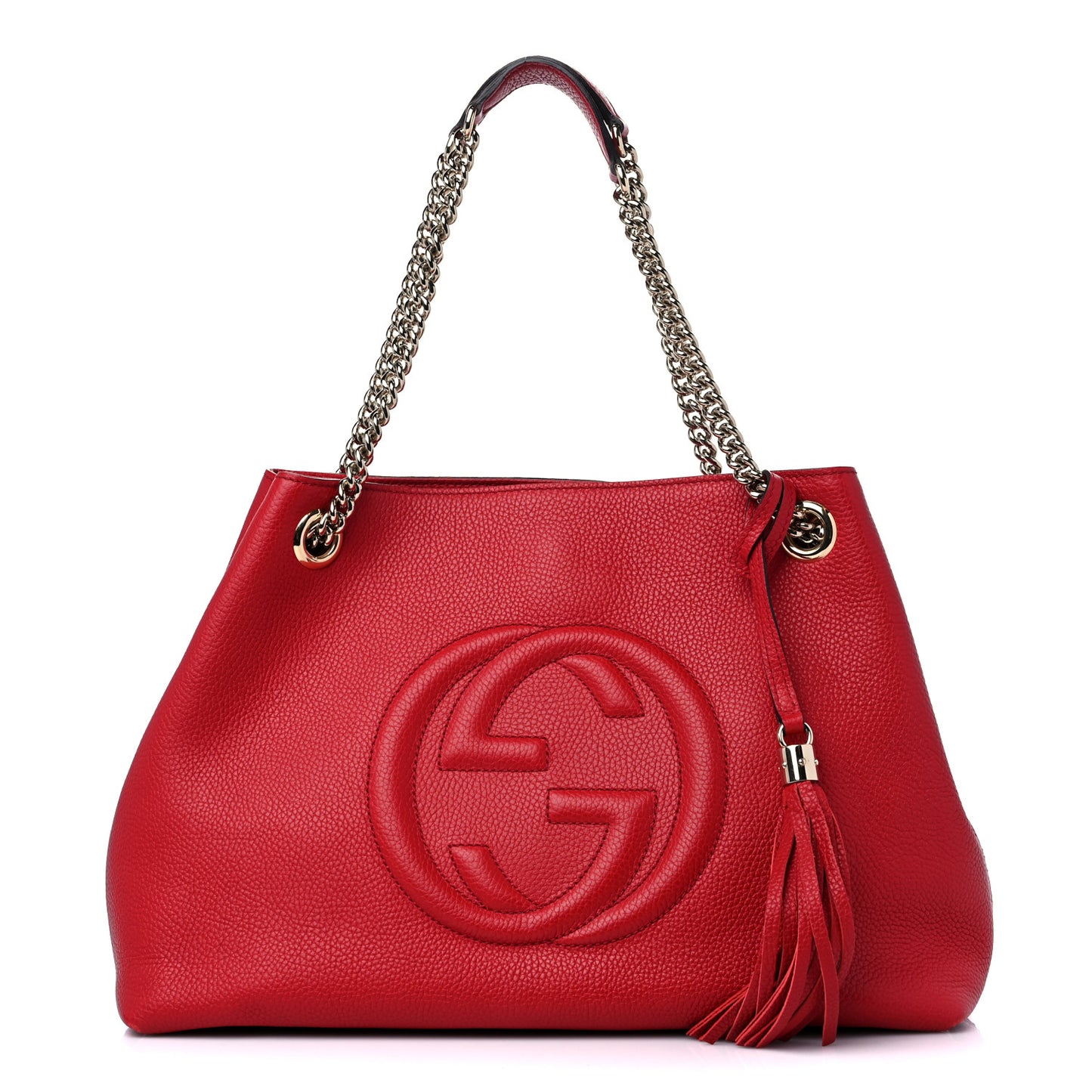 Pebbled Calfskin Medium Soho Chain Shoulder Bag Tabasco Red