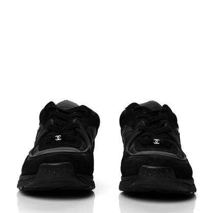 Chanel Fabric Calfskin Suede CC Sneakers 38 Black 2 of 8
