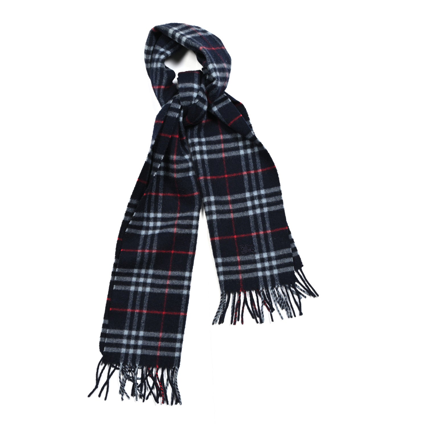 Burberry Wool Nova Check Fringe Scarf Blue 1 of 4