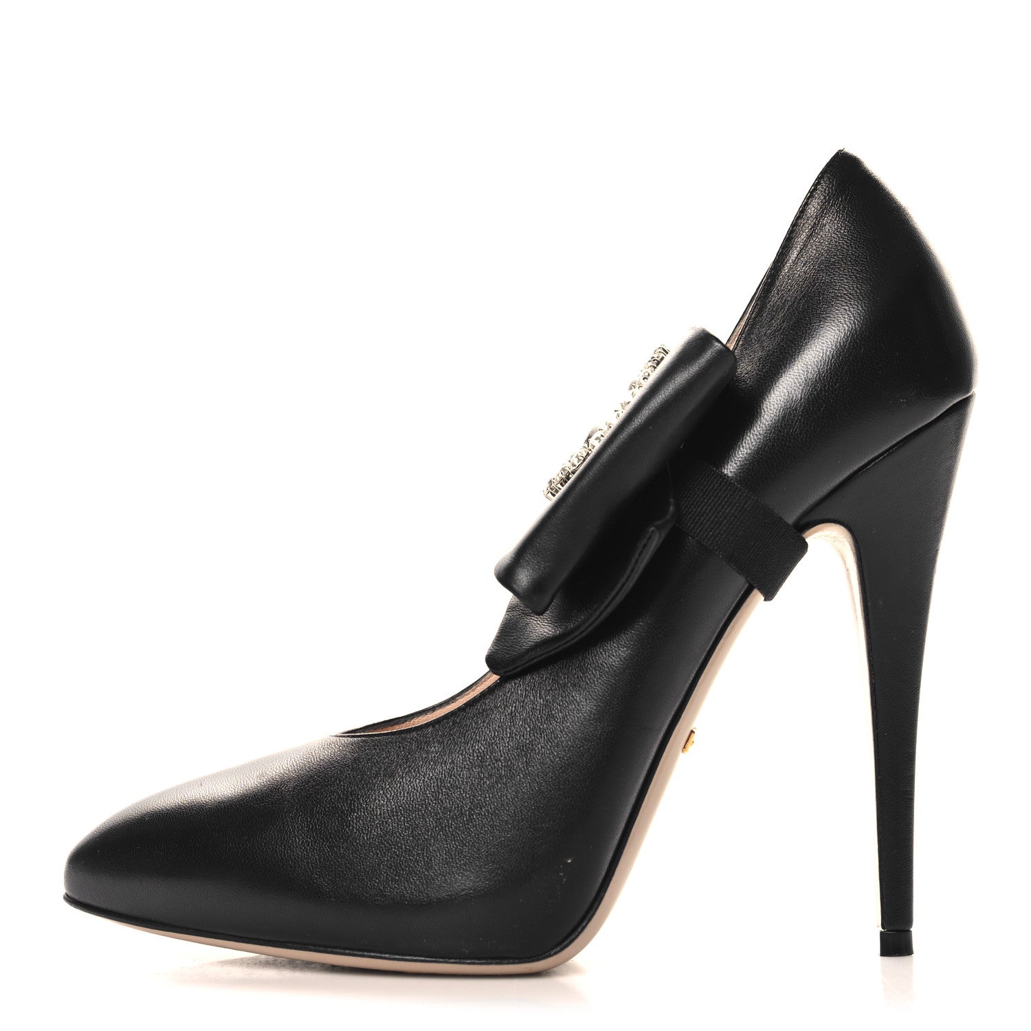 Gucci Nappa Removable Bow Elaisa Platform High Heel Pumps 39 Black 1 of 10