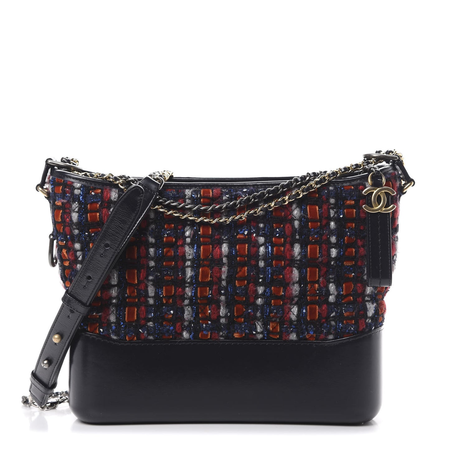 Tweed Calfskin Medium Gabrielle Hobo Black Red Blue