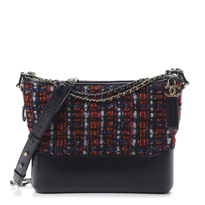 Chanel Tweed Calfskin Medium Gabrielle Hobo Black Red Blue 1 of 10