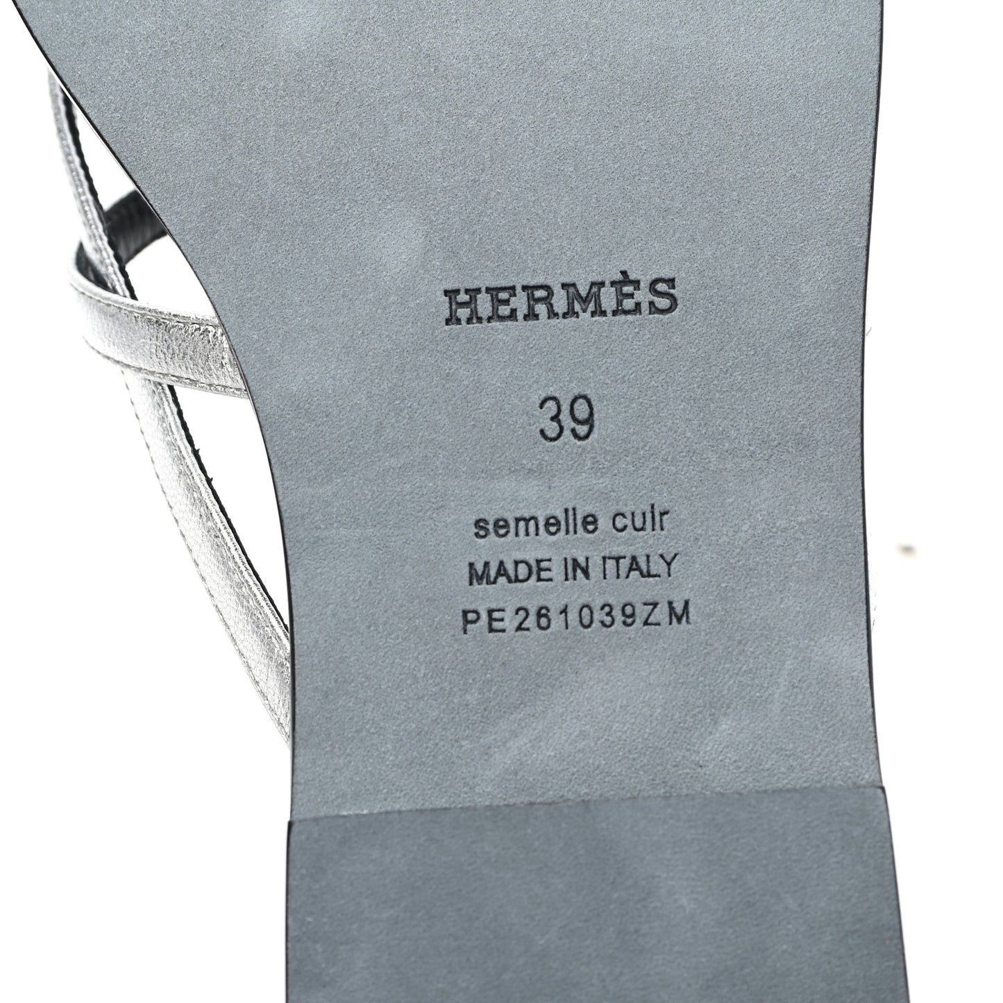 Metallic Goatskin Miss Sandals 39 Gris Argente
