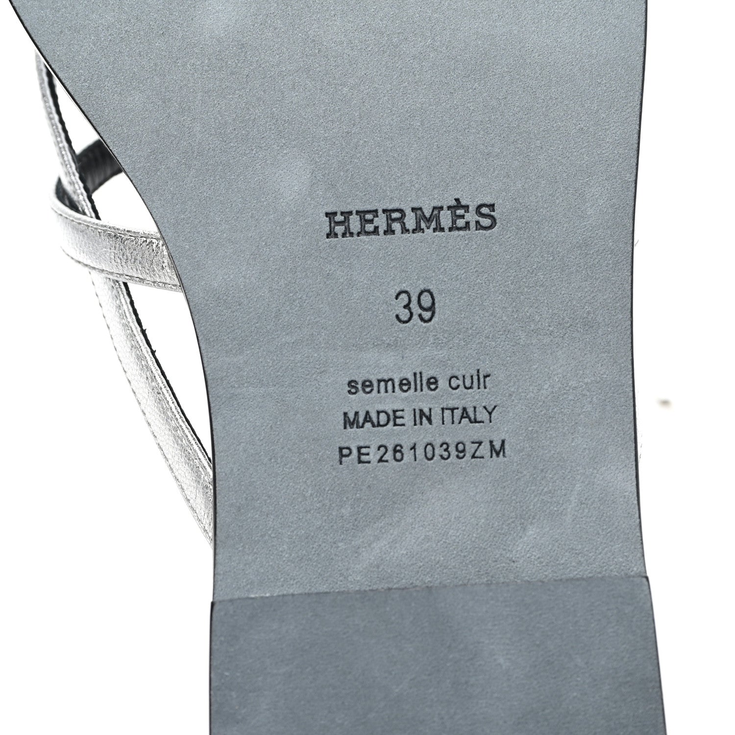 Hermes Metallic Goatskin Miss Sandals 39 Gris Argente 7 of 9