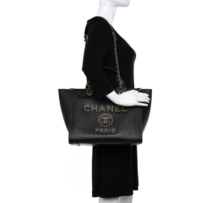 Chanel Caviar Small Studded Deauville Tote Black 2 of 10