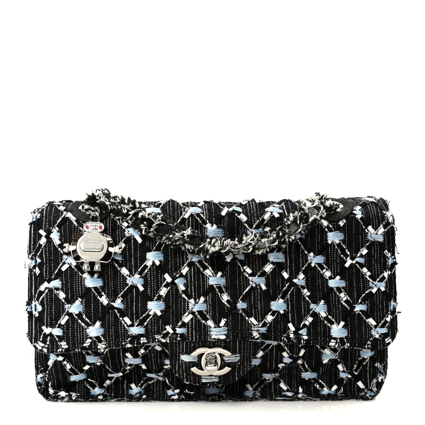 Denim Woven Medium Flap Light Blue