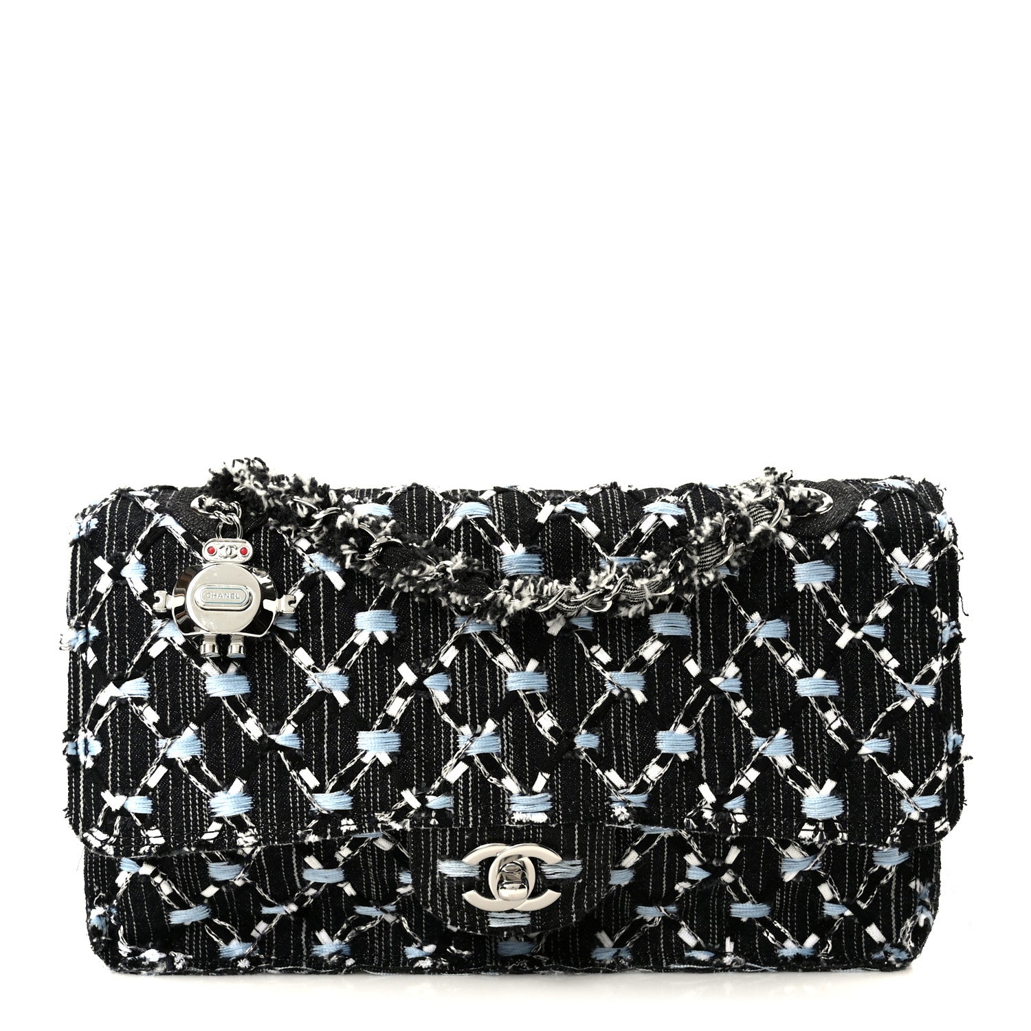 Chanel Denim Woven Medium Flap Light Blue 1 of 11