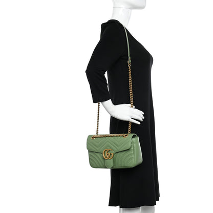 Gucci Calfskin Matelasse Small GG Marmont Shoulder Bag Salamander Green 3 of 10