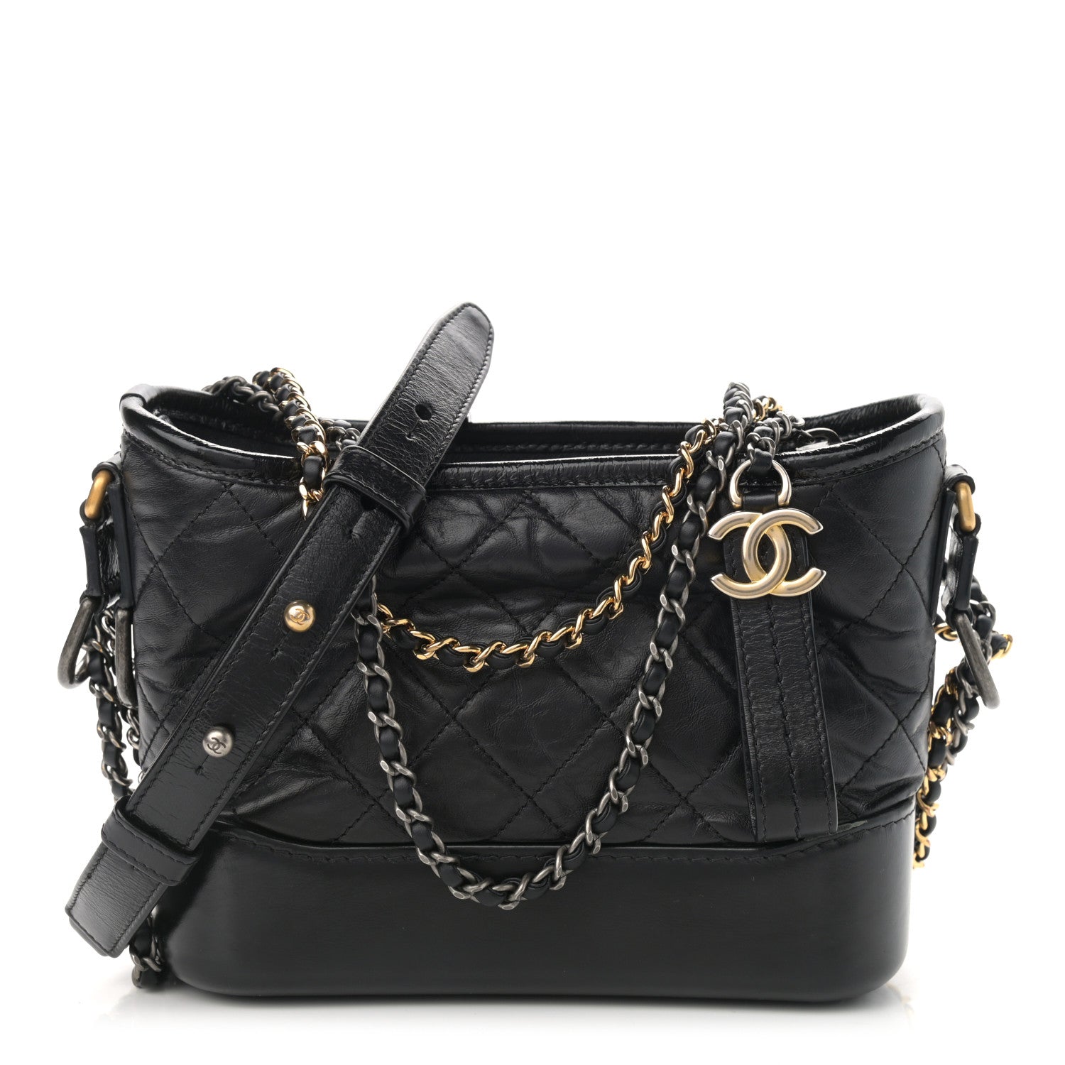 Chanel Aged Calfskin Quilted Small Gabrielle Hobo Black 1 of 13
