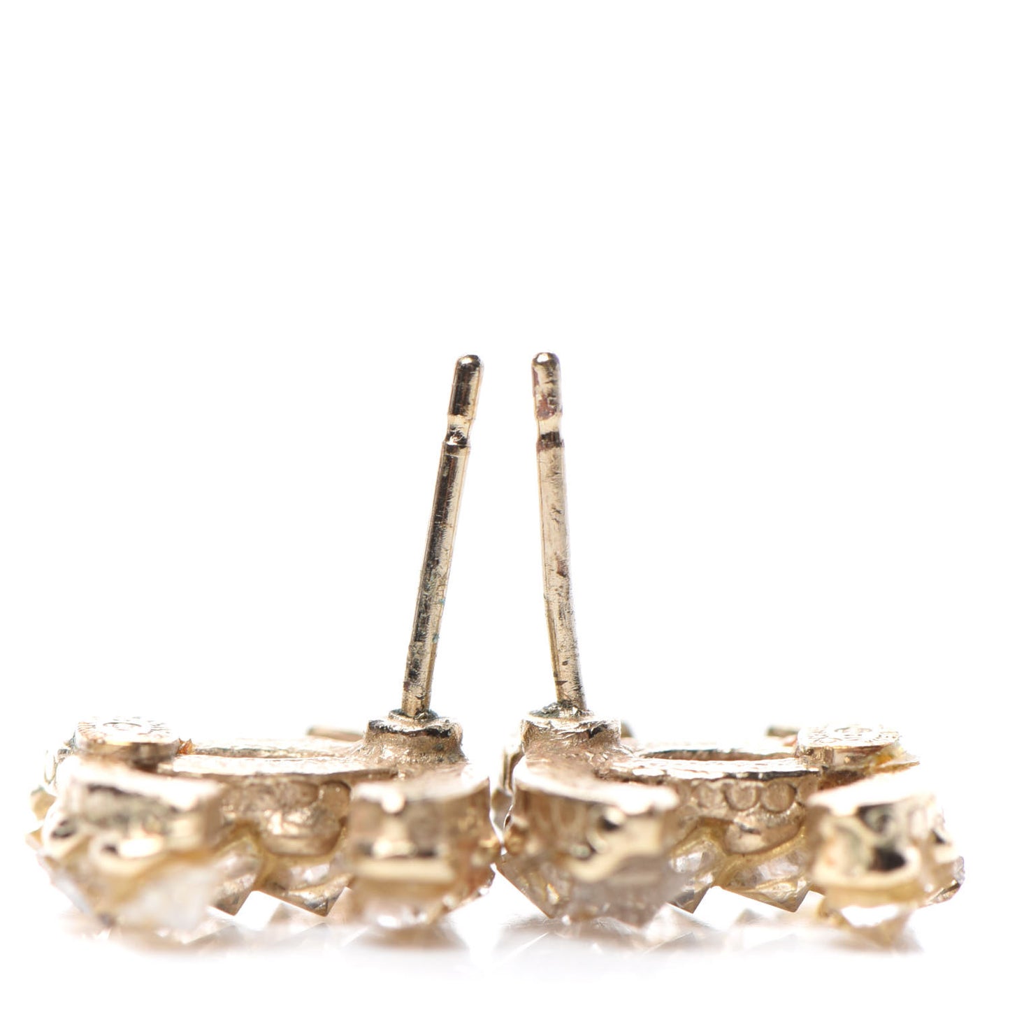 Poured Glass CC Earrings Light Gold