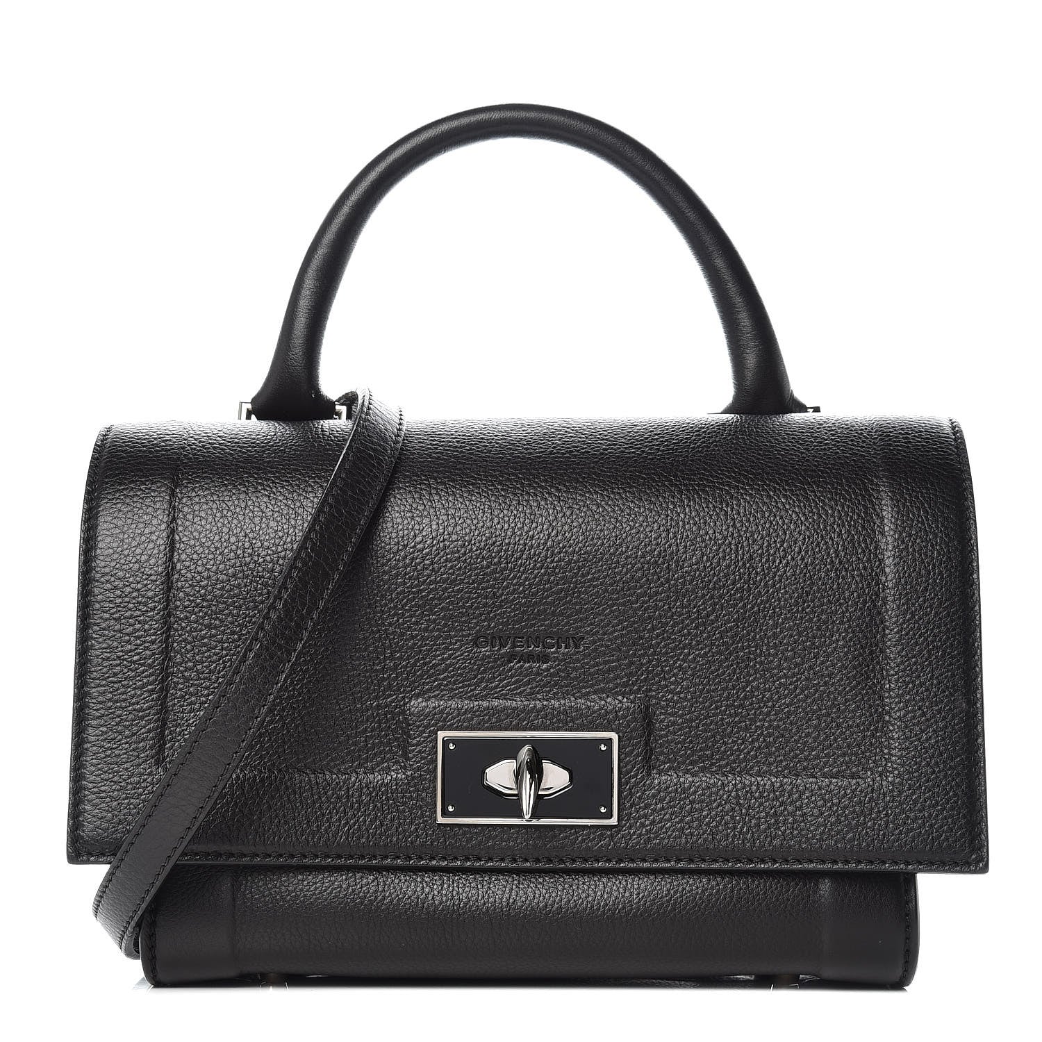 Givenchy Grained Calfskin Mini Shark Lock Satchel Black 1 of 9