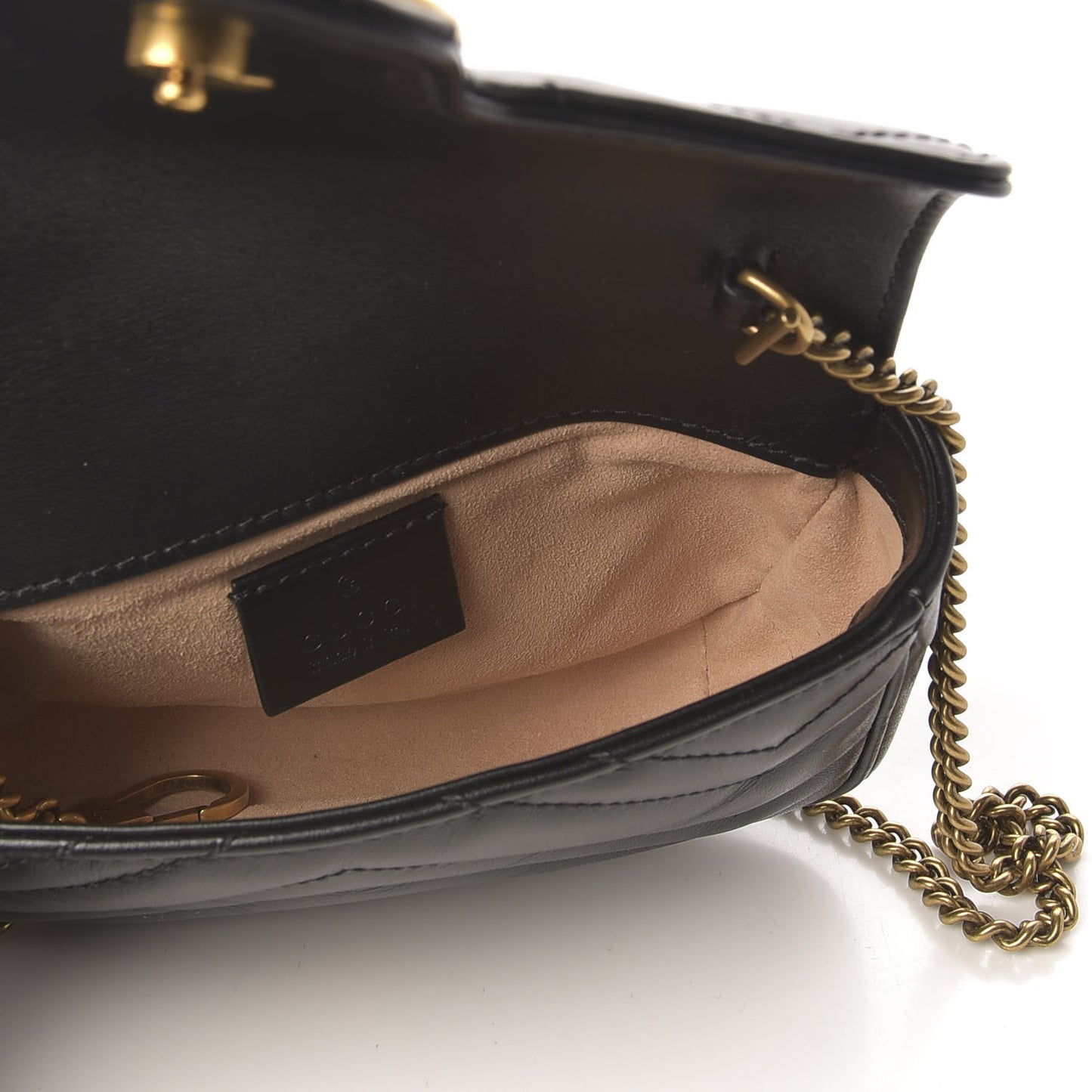 Calfskin Matelasse Super Mini GG Marmont Shoulder Bag Black
