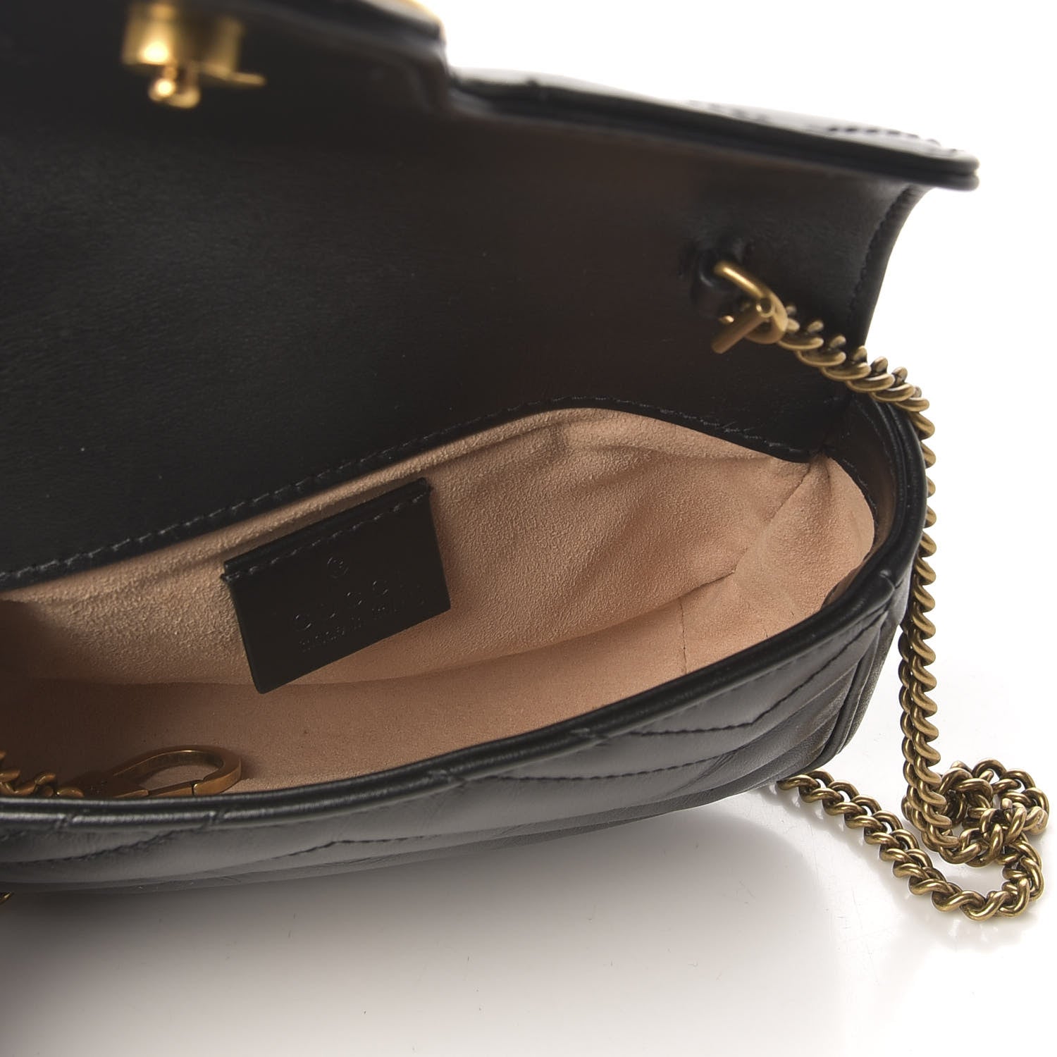 Gucci Calfskin Matelasse Super Mini GG Marmont Shoulder Bag Black 6 of 8