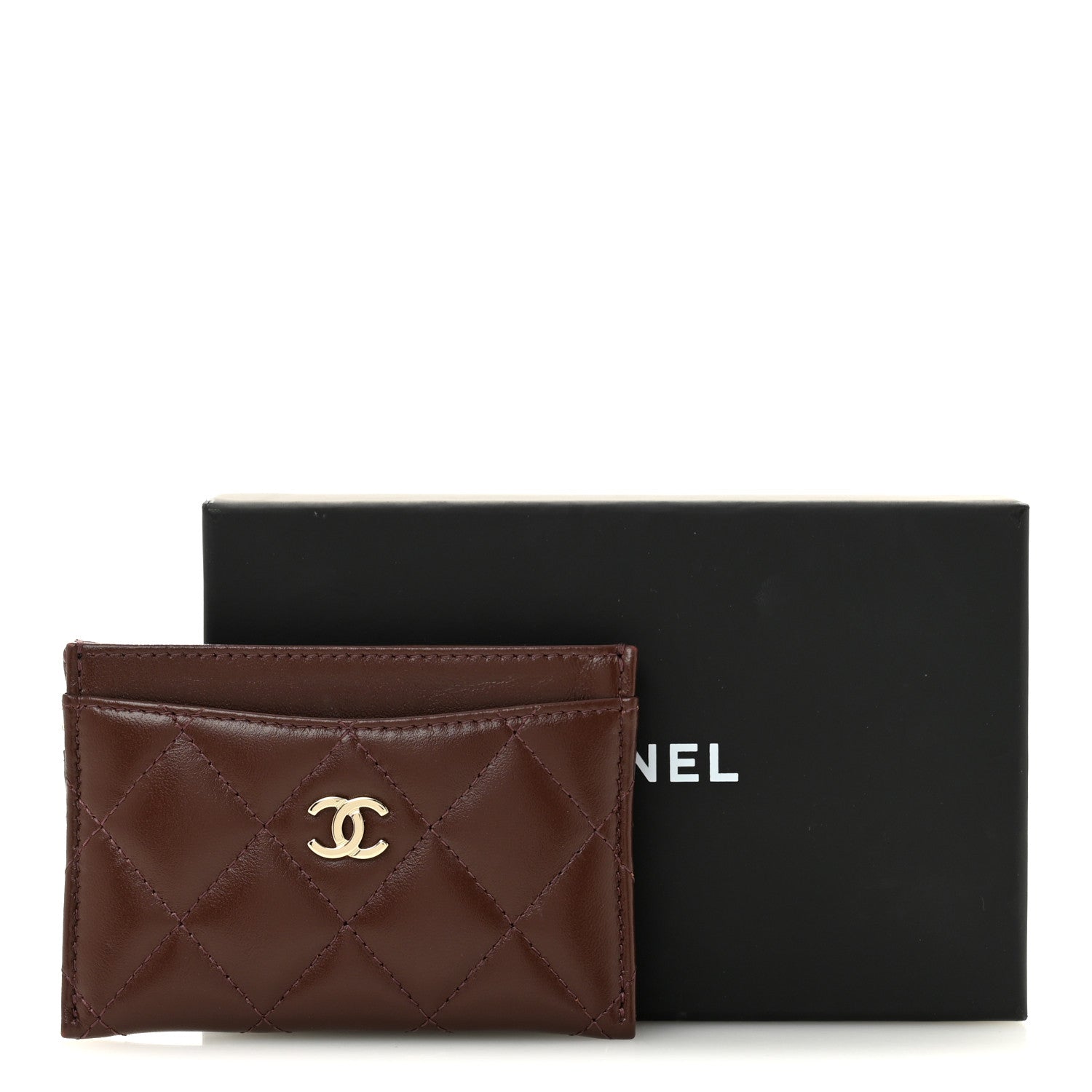 Chanel Lambskin Quilted Card Holder Dark Brown 8 of 8