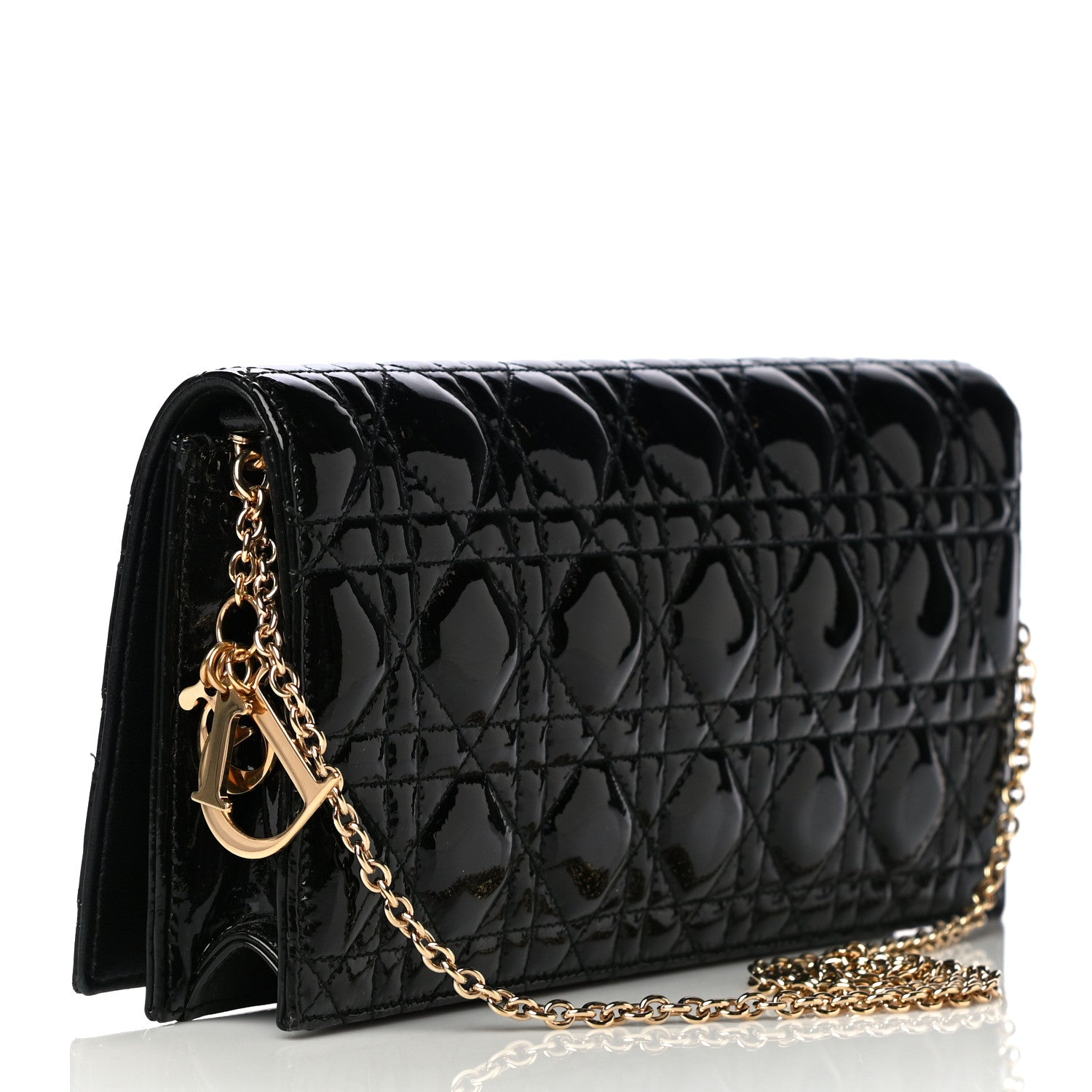 Christian Dior Patent Cannage Lady Dior Convertible Clutch Black 3 of 12