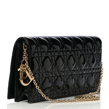 Christian Dior Patent Cannage Lady Dior Convertible Clutch Black 3 of 12