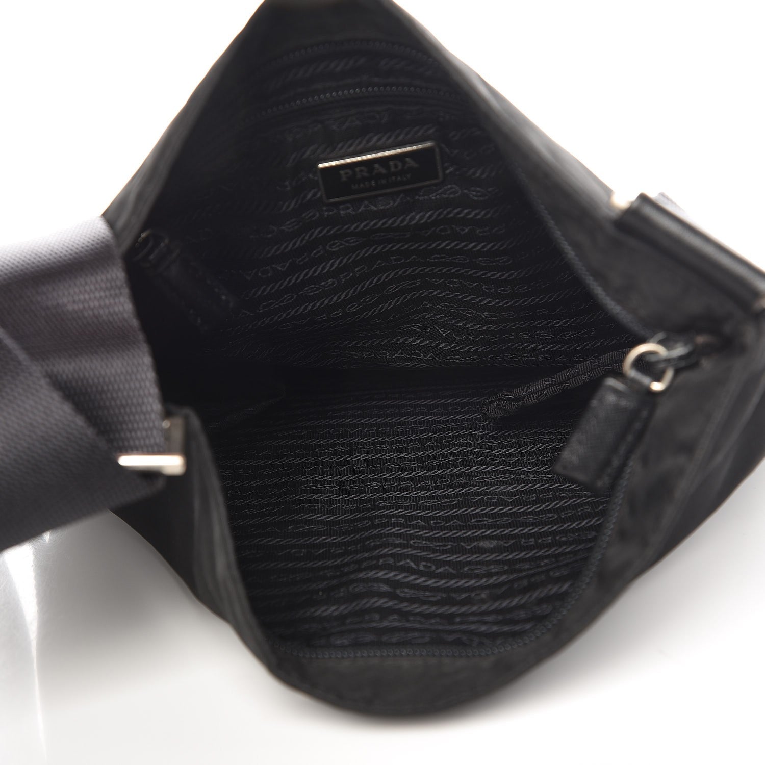 Prada Nylon Flat Messenger Bag Black 5 of 7