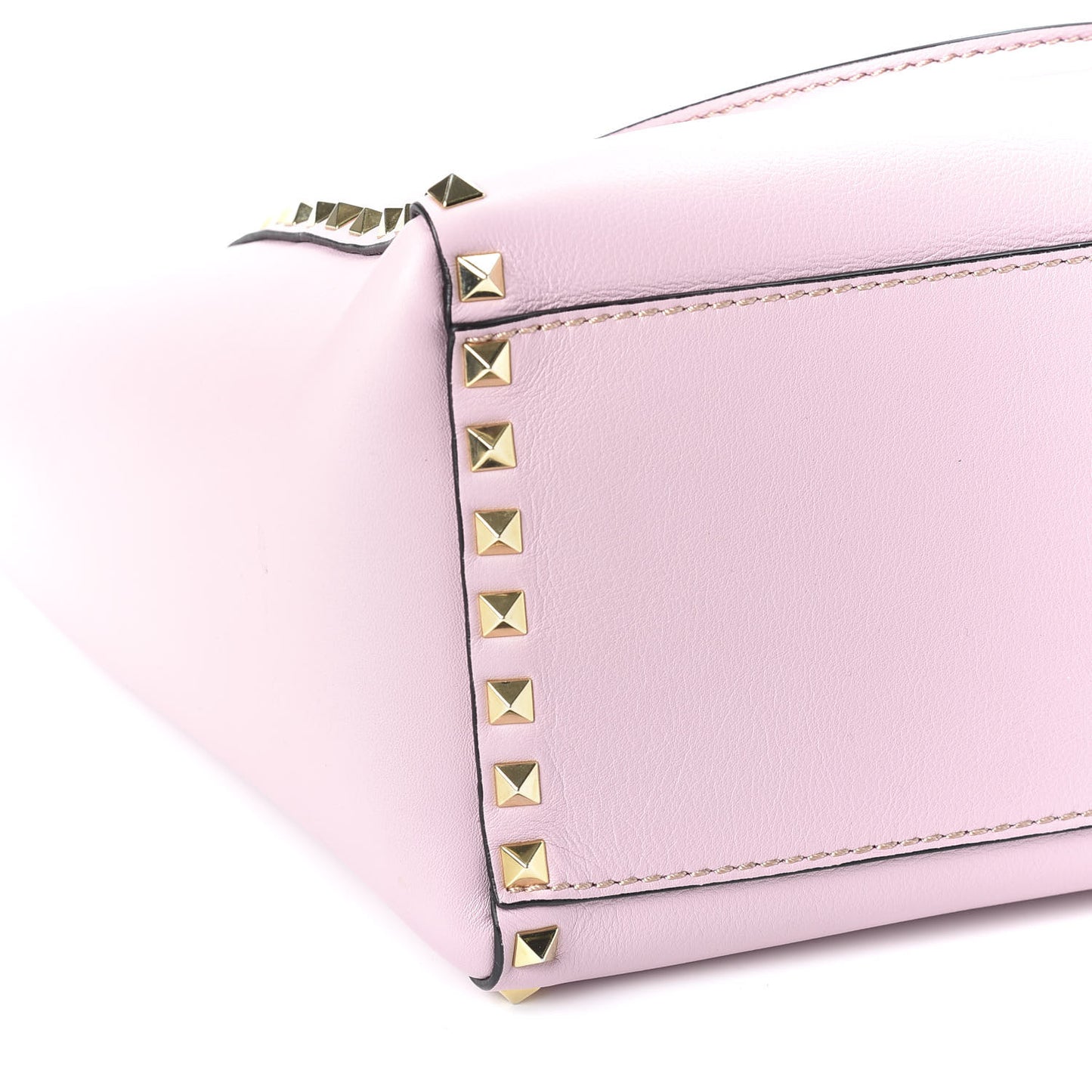 Vitello Rockstud Double Handle Tote Rose