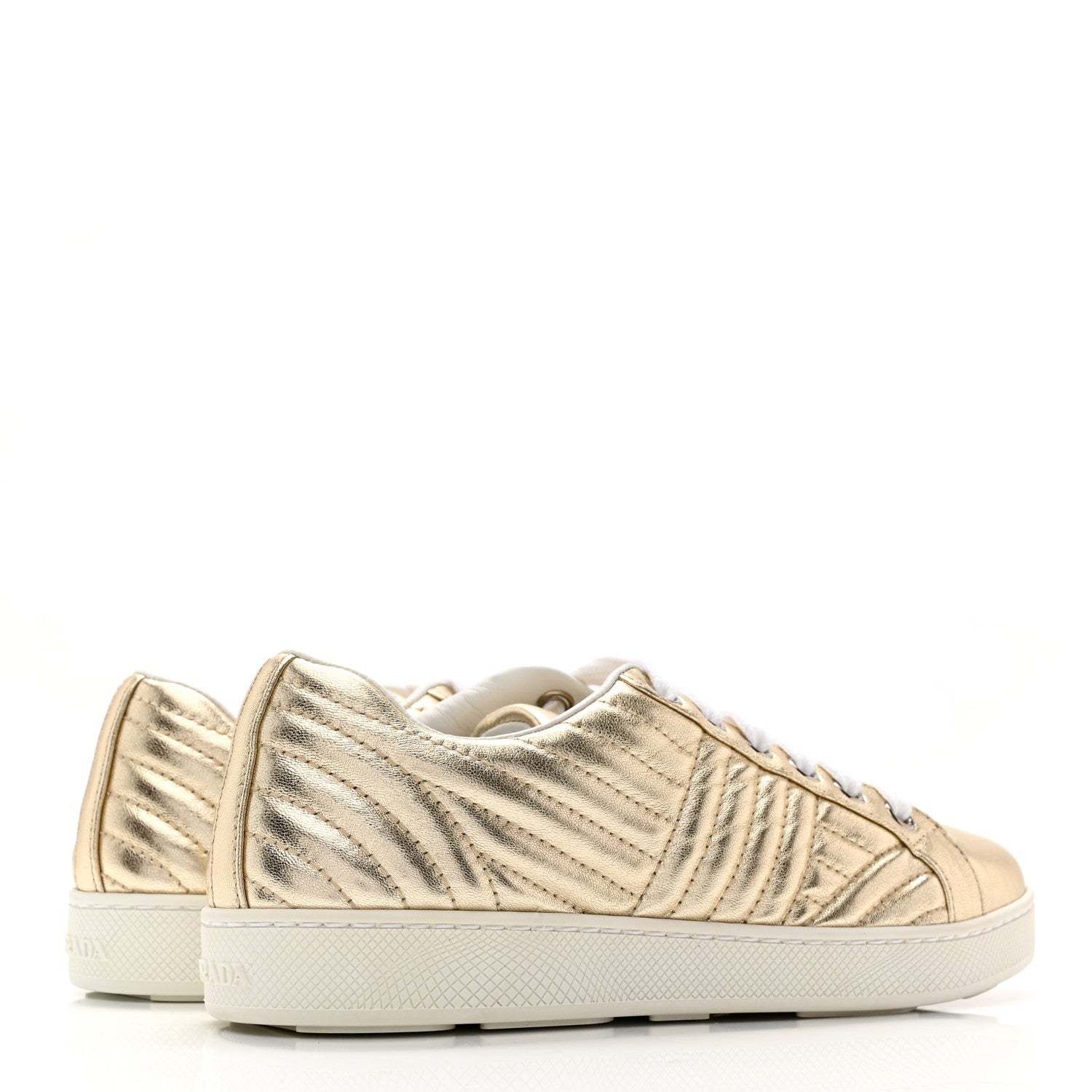 Prada Metallic Nappa Diagramme Sneakers 35 Pirite 4 of 10