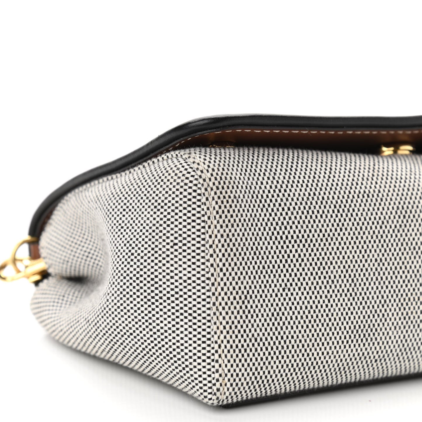 Cotton Canvas Horseferry Print Small Crossbody Bag Grey Tan