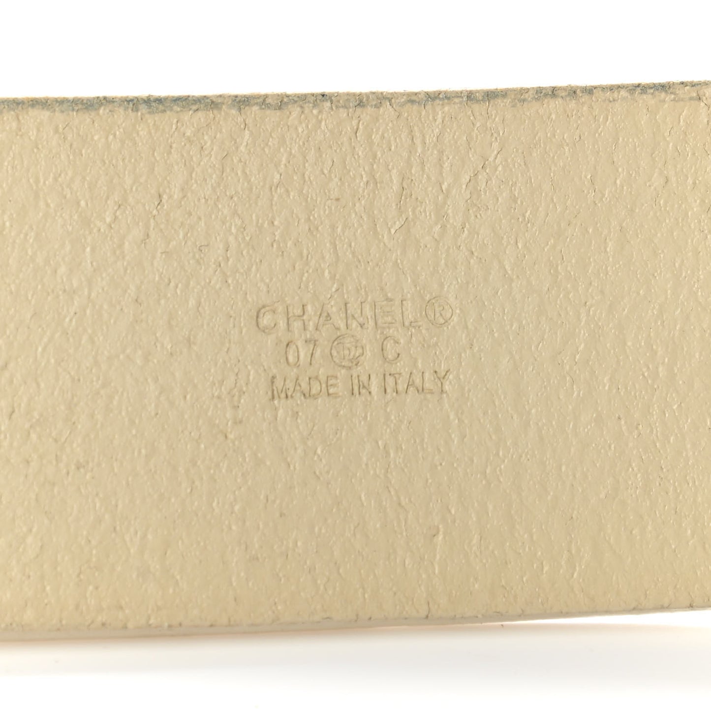 Calfskin Enamel CC Logo Belt Light Beige