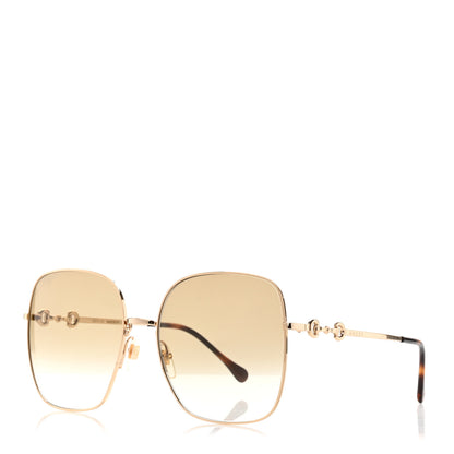 Gucci Metal Horsebit Square Frame Sunglasses GG0879S Gold 1 of 6