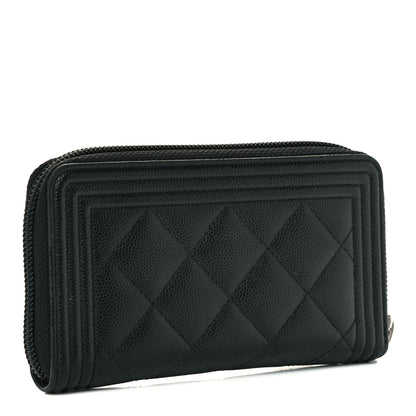 Chanel Caviar Quilted Small Boy Zip Around Wallet Black 3 of 10
