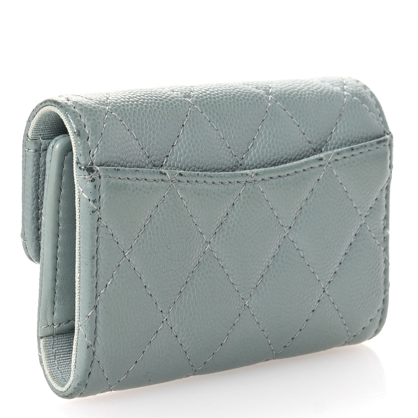 Caviar Quilted Classic 4 Key Holder Wallet Grey